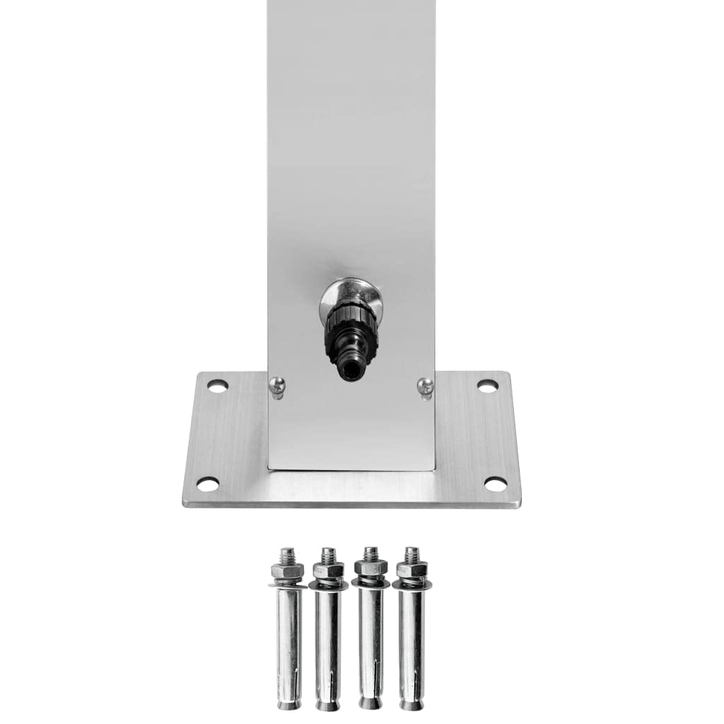 Doccia da giardino in acciaio inox, 220 cm, con doccetta a mano, rubinetto per il lavaggio dei piedi, per giardino, piscina, all'aperto, estate, spa, idromassaggio, accessori