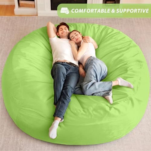 Image of HABUTWAY XX-Large Bean Bag Chair: Giant 7' Memory Foam Furniture Bean Bag Chairs for Adults with Microfiber Cover 7Ft（Lime）