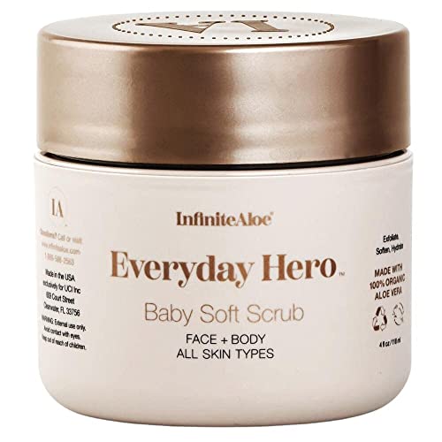 Infinitealoe Baby Soft Face Scrub & Exfoliating Body Scrub. All In One - Organic Aloe Vera Hydrating & Cleansing Exfoliator Scrubs For Body And Face - Hydration And Exfoliant Of Dry Skin - 1 Jar (4 Oz.) #TOP6