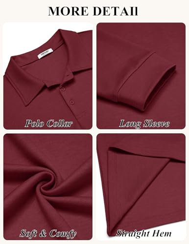COOFANDY Polo para Hombre de Manga Larga Camisa Casual con Cuello para Oficina y Golf Ligera y con Botones miniatura 6