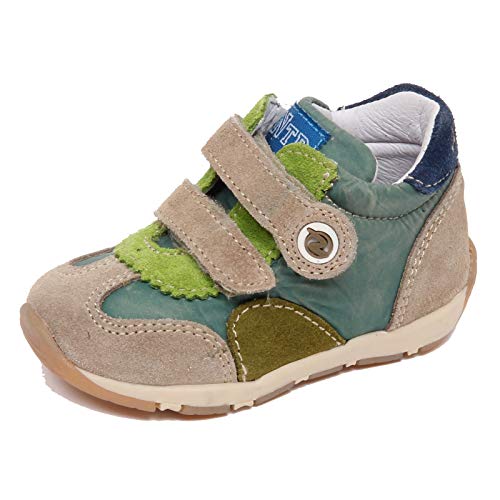 Basket Naturino F7376 chaussure garçon en daim bleu vert et taupe taille 19