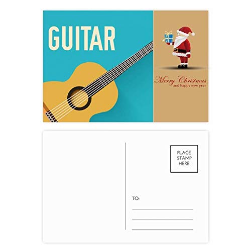 Cartes postales guitare de Noël bleu en lot de 20 à offrir aux musiciens