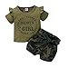 2 piezas de ropa para bebés y niños pequeños y niñas, camiseta de camuflaje, pantalones y suelos. D#1 3-6 Meses