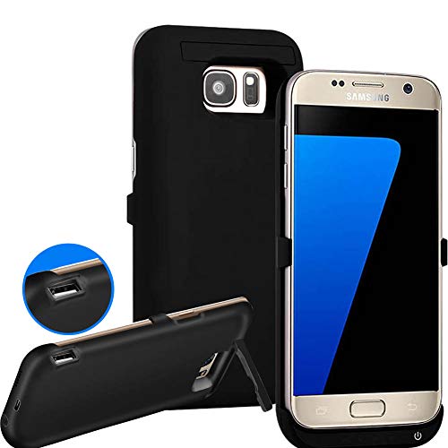 REDGO S7 Edge Battery Case for Samsung Slim, 6500mAh Rechargeable Extended Charging Battery Pack Backup Powerbank Protective Case Compatible with Samsung Galaxy S7 Edge with Kickstand, Black