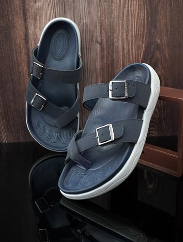 Image of HEALTH FIT Extra Soft Premium Classic Cushion Sliders /with Adjustable Buckle Strap & Light Weight Anti-SkidWaterproof Luxurious Slippers for Men's HF119