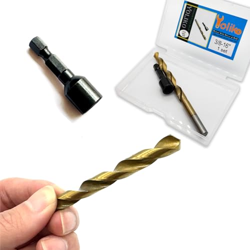 Image of 2 Pcs Hanger Bolt Driver and Drill, Alloy-Steel Driver with HSS Twist Drill for 3 /8 inch-16 Double Headed Wood Screws Fully All Threaded Rod,Threaded Insert Hexagon Head Drivers and Drills Bits