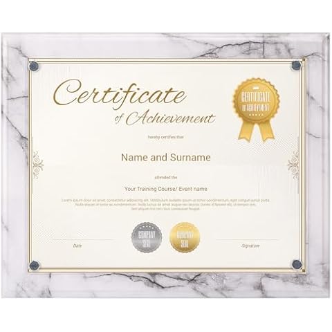 PETAFLOP Picture Frames 8.5 x 11 Marble Color Design, Certificate Award Document Plaque Wall Mounted Display, Single Cover