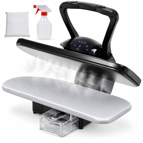 Prensa de planchar a vapor inteligente profesional 2200 W 1 L, 5 modos de planchado con alertas de voz y apagado automático para planchar ropa, sábanas de nailon y seda y algodón