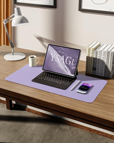 Image of YSAGi Leather Desk Mat, Large Mouse Mat, 60 x 35 cm, Light Purple