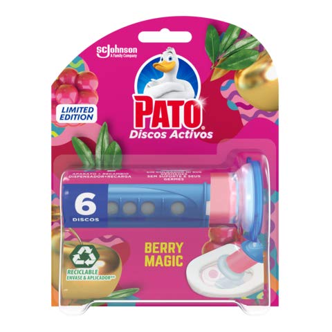 PATO Discos Activos WC Berry Magic, Limpia y Desinfecta, Contiene 1 Aplicador + 1 Recambio