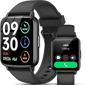 Smart Watch, 1.83″ HD Smartwatch for Men Women (Answer/Make Calls), Fitness Watch with 100+ Sport Modes, IP68 Waterproof/Heart Rate/Sleep Monitor, Activity Trackers for iOS/Android (Black)