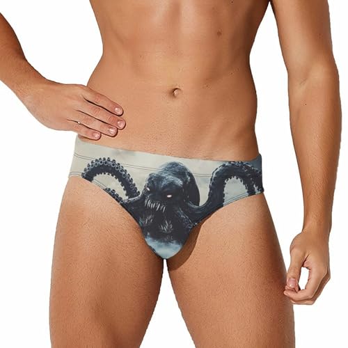 Sea Monster Octopuss Tentacles Fangs Mens Swim Briefs Bikini Sexy Low Rise Trunks Swimsuit Bathing Suit Beach