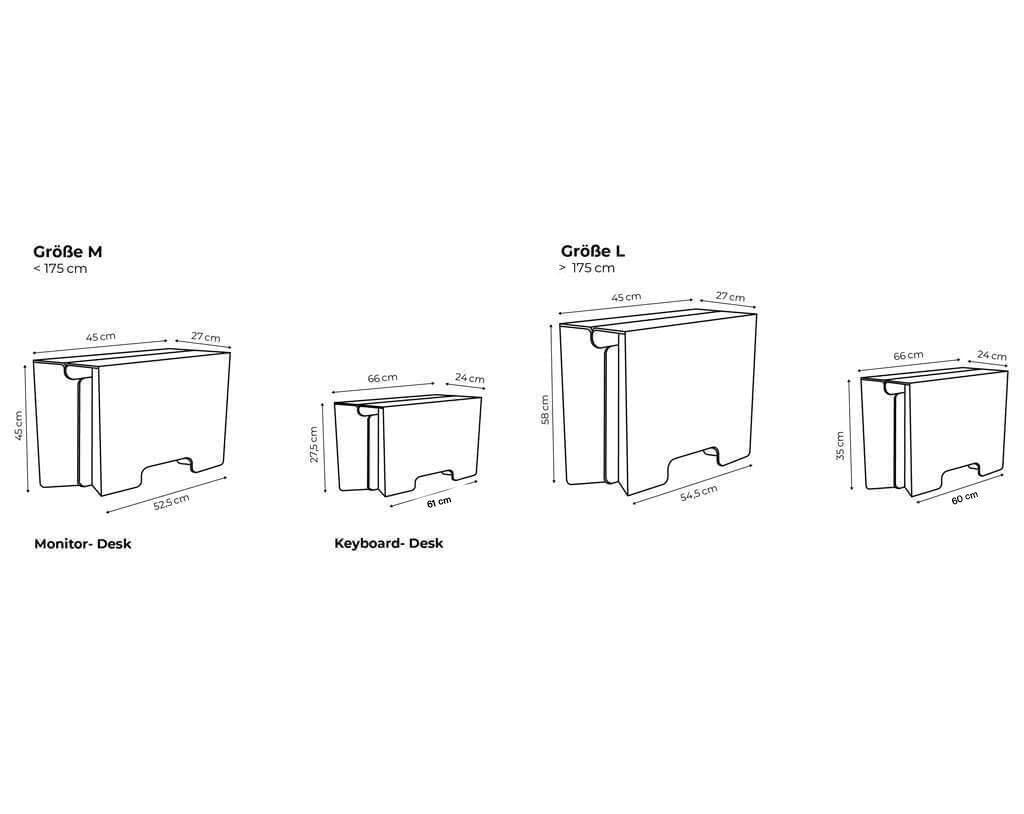 ROOM IN A BOX Schreibtisch-Aufsatz Monkey Desk | Large | Schwarz | Faltbarer Schreibtisch-Aufsatz für ergonomisches Arbeiten im Stehen, praktischer Ständer für Laptop und Monitor