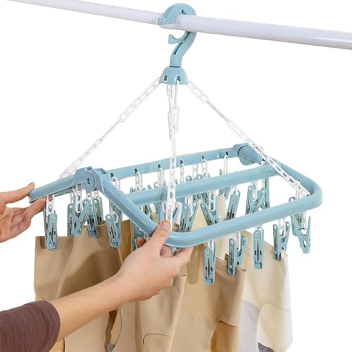 GZBMEZS Sockenhalter | Trockenklammern für Handtücher,32 Klammern Drehbarer Windfester Wäschetrockner für Socken, Unterwäsche, BHS & Wäschezubehör