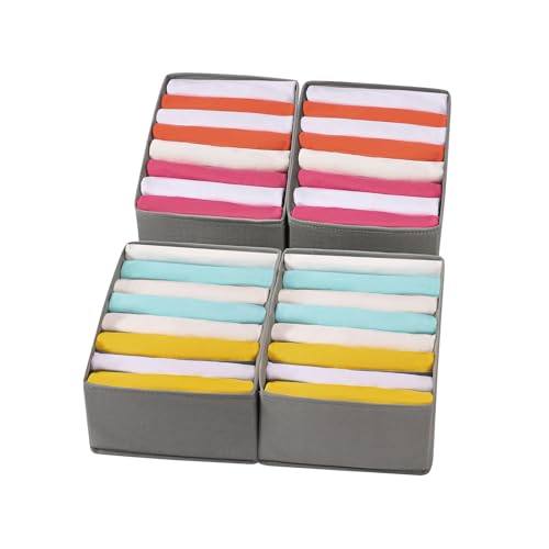 Coorganisers4 Packs T-shirt Drawer Organizers for Clothing,8 Grids Compartment Wardrobe Storage Box, Clothes Organizer for Folded Clothes, T-shirt, Legging-12.59''x9.05''x5.9
