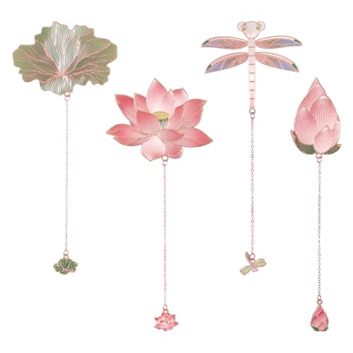 Marque-pages feuille lotus dorée lot de 4 pour rituel lecture cocooning