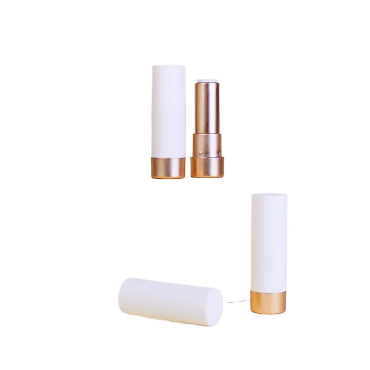 Tubos vacíos de lápiz labial, 10 botellas vacías de 12.1 mm, recipientes redondos de bálsamo labial, brillo de labios, cosméticos para pintalabios de bricolaje (50 unidades)
