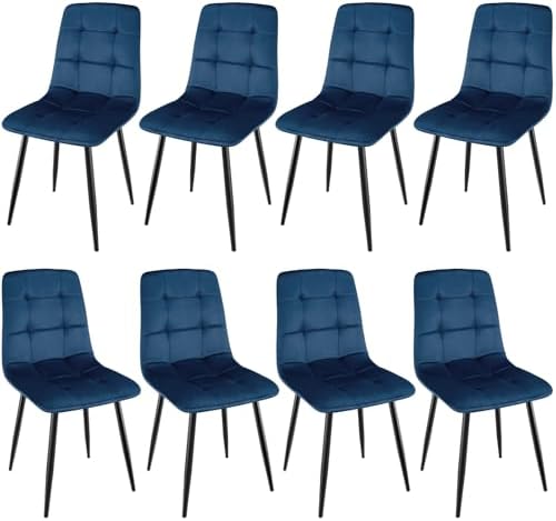 Gepolsterte Esszimmerstühle 6er Set mit hoher Rückenlehne – Holländisches Samtdesign für Wohnzimmer und Empfangsraum, el