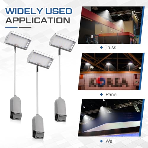 Retisee 4pcs Trade Show LED Lights Display and Exhibit Arm Lighting, Under-Cabinet Lights Trade Show Booth Accessories Connectable Booth Light Included Clamps, Mounting Brackets, Power Cable (Silver)