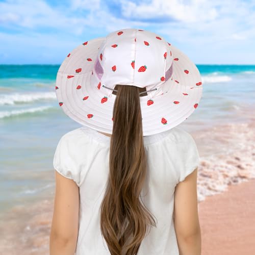 Image of Kids Sun Hat for Toddler Girls Unicorn Bucket Hats UV Protection Summer Hat for Kids Wide Brim Fishing Hat 2-8 Years