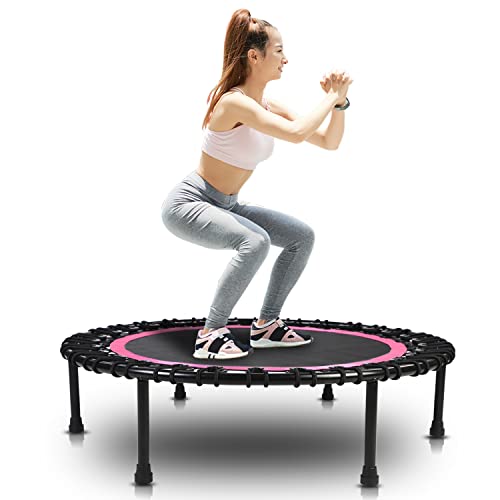 Rebounder Trampoline for Adults,40 inch Mini Trampoline, Bungee Rebounder Exercise Trampoline for Adults Fitness -Pink -  KOKSRY