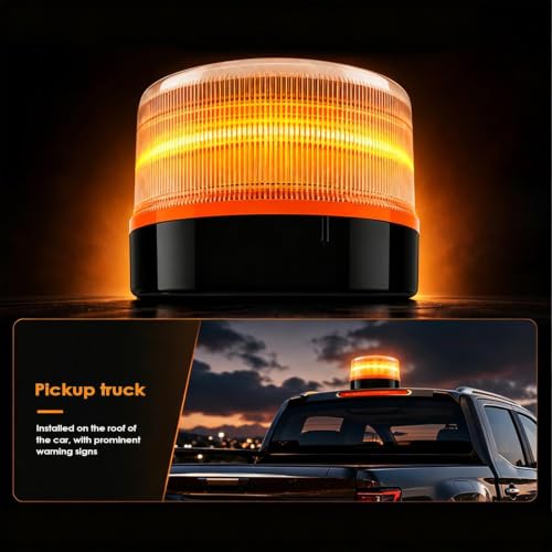 Luces de baliza para camiones con base magnética y lámpara de seguridad ámbar exterior 4
