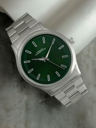 Image of French Connection Axiom Men's Green Sunray Dial Analog Watch with Round Case - FCN0167NSM