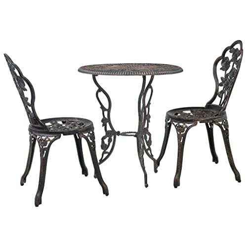 vidaXL Set da Bistrot 3 pz Elegante Classica Rustica Robusta Panca Giardino Esterni Stabile in Alluminio Pressofuso Bronzo Gambe in Ghisa