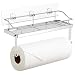 Adhesive Paper Towel Holder with Shelf Storage, Wall Basket for Kitchen & Bathroom Accessories, SUS 304 Stainless Steel, Rustproof No Drilling
