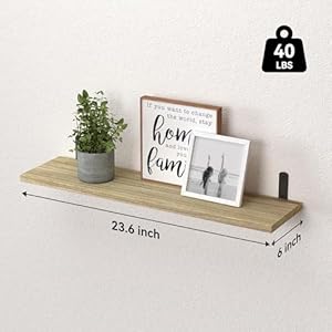 WOPITUES Wood Floating Shelves Set of 6, 24 inch Long Floating Shelves for Wall Decor, Farmhouse Shelf for Bedroom, Bathroom Storage Shelves, Book Shelves for Living Room - Rustic Brown WOPITUES Wood Floating Shelves Set of 6 24 inch Long Floating Shelves for Wall Decor Farmhouse Shelf for Bedroom Bathroom Storage Shelves Book Shelves for Living Room Rustic Brown
