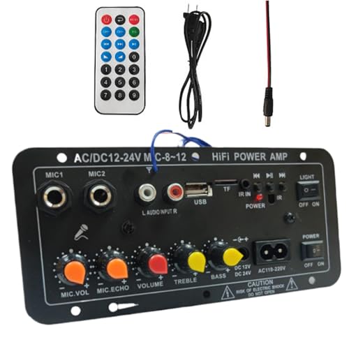 Gcerfby Tablero de amplificador de automóviles, placa de amplificador de alta potencia | Módulo de AMP de AUMP de audio estéreo digital de 12V y 24V - Tablero de altavoz inalámbrico para altavoz de