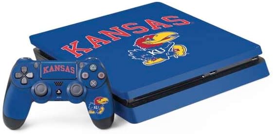 Skinit Decal Gaming Skin Compatible with PS4 Slim Bundle - Officially Licensed University of Kansas Collegiate Text Design