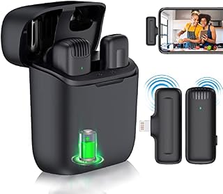 Wireless Lavalier Microphone for iPhone iPad with Charging Case Mini Lapel Mic for Video Recording Plug & Play Cordless Recording Mic YouTube Facebook TikTok Live Stream Vlog NO APP Bluetooth Needed