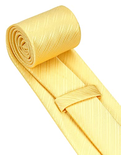 Briyard Yellow Tie, Mens Tie Set, Striped Neck Tie For Men, Formal Stripe Tie And Pocket Square Set, Silk Ties With Handkerchief(Gift Box) #TOP4