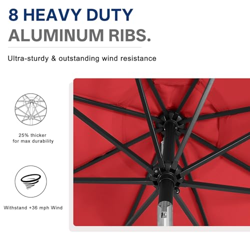 Image of ABCCANOPY Durable Solar Led Patio Umbrellas with 32LED Lights 11FT（Red）