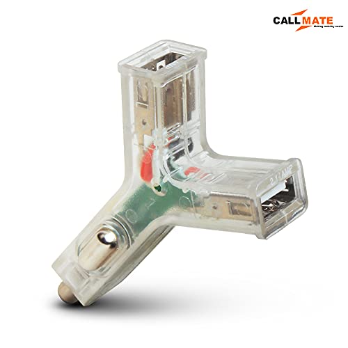 Image of CALL MATE Transparent 2.1A Dual USB CAR Charger with 3 in 1 Cable Compatible with All Types of Phones