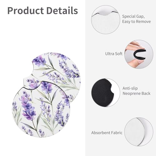Portavasos para Auto Flores Lila 2 Piezas Absorbentes miniatura 4