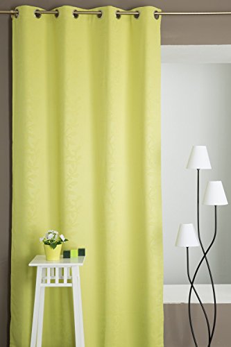 Rideau Occultant à Oeillets 135 x 240 cm Motif Végétal Vert Anis