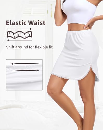 Image of Half Slips for Women Underskirt Short Mini Skirt with Floral Lace Trim