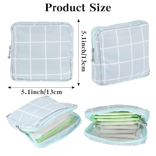 Image of 3 PCS Sanitary Pad Storage Bag Portable Period Bag for Teen Pads /Sanitary Napkins /Tampons, Sanitary Napkin Storage Bag First Period Gifts for School, Daily Hygiene Bag Travel Containers(Grey, Blue)
