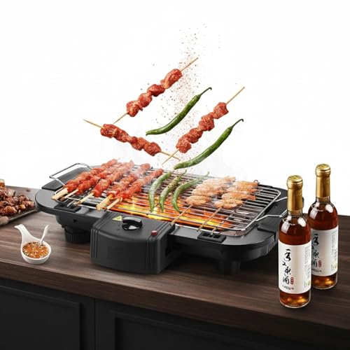 Image of American Quality Electric Barbeque Grill 2000W Electric BBQ Grill Set Indoor Outdoor Veg & Nonveg Griller Barbeque Gril Set for home BBQ Griller for Fish, Paneer Tikka, Tandoori Chikan Kabab Maker