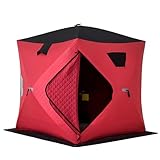 Aoxun Ice Fishing Tent Pop Up Instant Setup 2-3 Person Portable Shanty Hub Waterproof Insulated Shelter for Winter Fishing & Camping