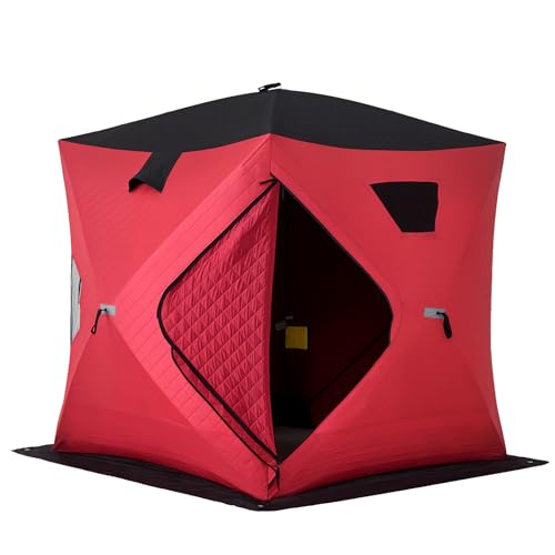 Aoxun Ice Fishing Tent Pop Up Instant Setup 2-3 Person Portable Shanty Hub Waterproof Insulated Shelter for Winter Fishing & Camping