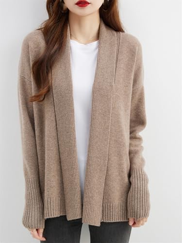 Womens 100 Percent Merino Wool Knit Cardigan Sweaters Casual Open Front Warm Soft Sweater Jackets4