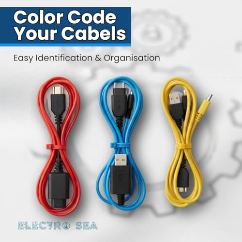 Image of ElectroSea Multicolor Nylon Cable Ties, 100 Pieces 2.5 x 100 mm (4 Inch), Self-Locking Plastic Zip Ties, Heavy Duty, Heat Resistant, For Home, Garden, Office Wire Management
