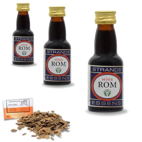 3 x Esencia Ron Estilo Mork 25ml – Sin Alcohol – Hasta 2,25L – Incluye Chips De Roble Francés 20g Gratis