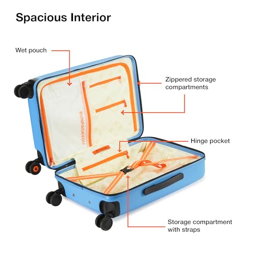 Image of Nasher Miles Zanzibar TSA Lock Hard-Sided Polycarbonate 8 Wheels Double Spinner Cabin Luggage Green Blue 20 inch |55cm Trolley Bag| Suitcase,Small