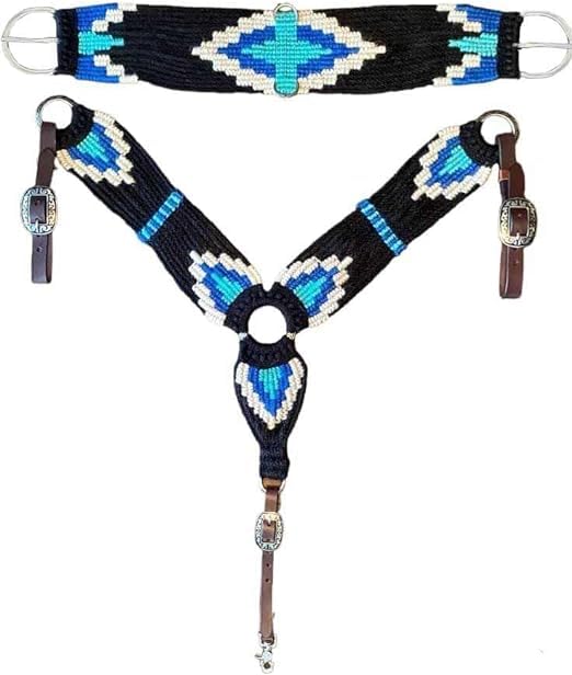 Cheval's International Wool Mohair Free Size Breast Collars and Cinch Combo : Premium Quality Horse Riding Equipment and Stylish Collar Accessories (MBG-01, Cinch Size 24