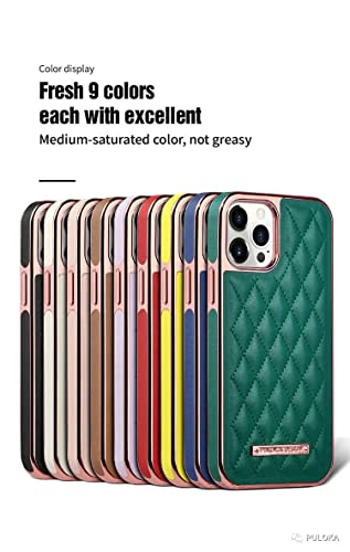 Image of PULOKA iPhone 11 Pro Max Leather Back Cover Royal Diamond Pattern with Electroplated Cover Compatible for Apple iPhone 11 PRO MAX 6.5 inchinch - Pink