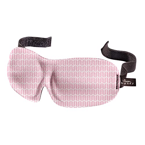 Masque de voyage Bucky 40 Blinks à motif chevrons rose pour dormir paisiblement en avion ou train
